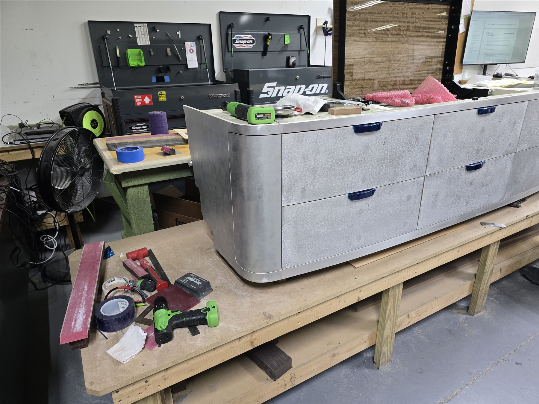 Cabinet structure before veneer application.